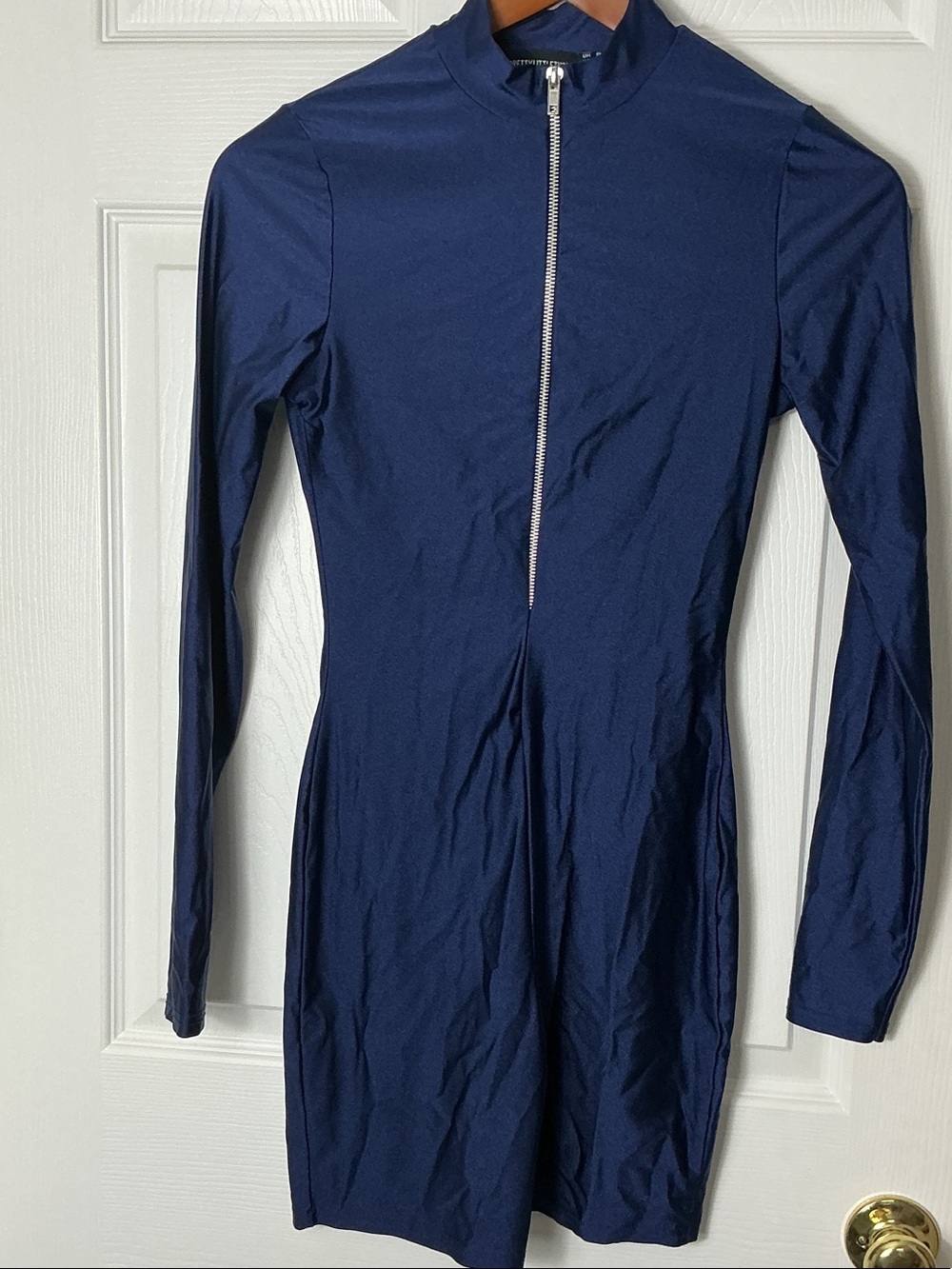 4 for $20
Long-Sleeve Navy Zip-Front Romper Bodysuit